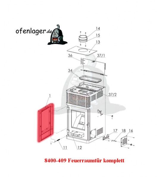 8400-409 Feuerraumtür komplett