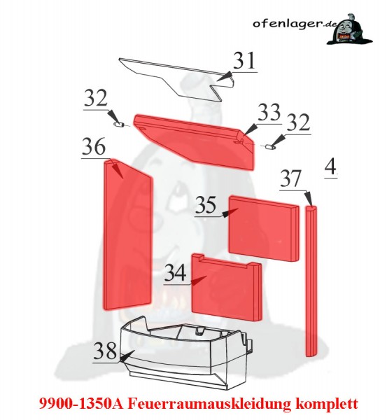 9900-1350A Feuerraumauskleidung komplett