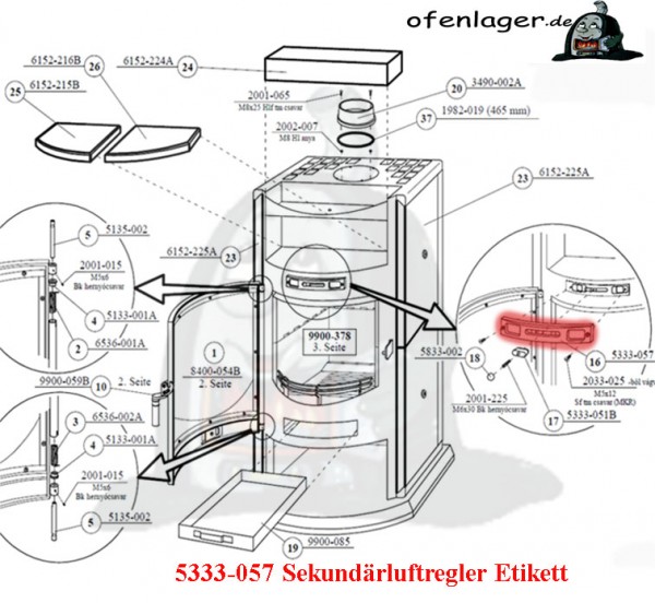 5333-057 Sekundärluftregler Etikett