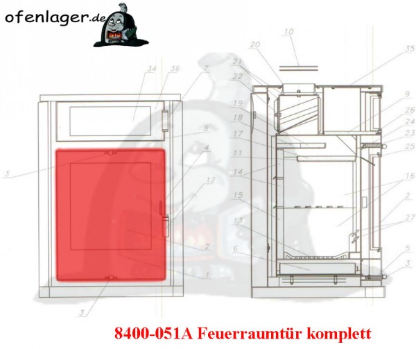 8400-051A Feuerraumtür komplett