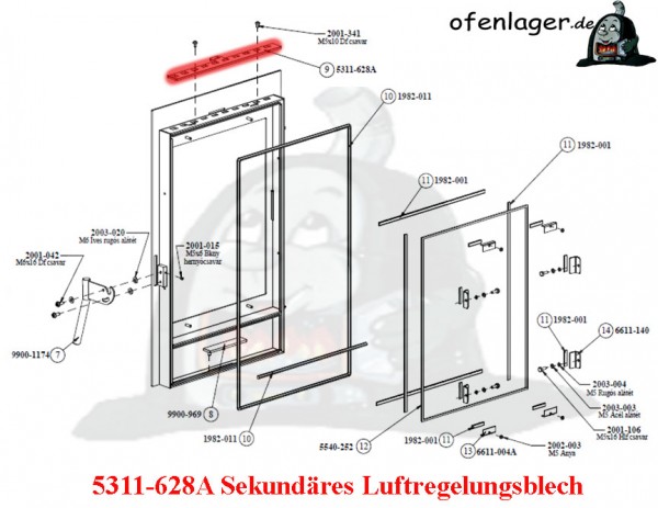 5311-628A Sekundär Luftregelungsblech