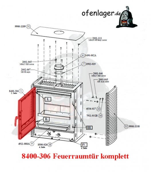 8400-306 Feuerraumtür komplett