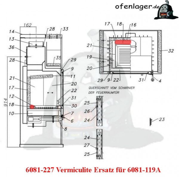 6081-227 Vermiculite- Ersatz für 6081-119A / 1Stück