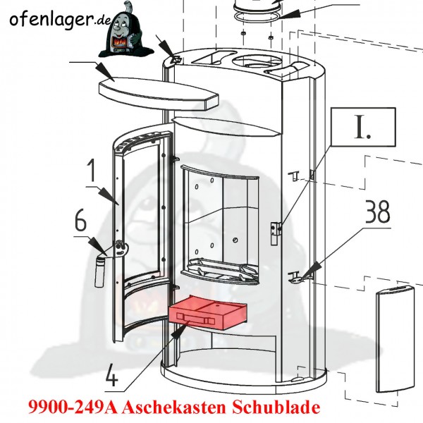 9900-249A Aschekasten Schublade