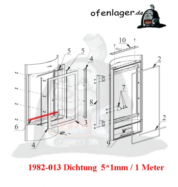 1982-013 Dichtung 5 * 1 mm / 1 Meter