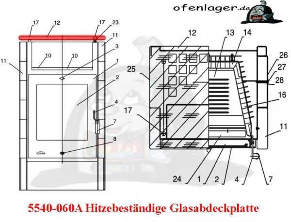 5540-060A Hitzebestandige Glasabdeckplatte