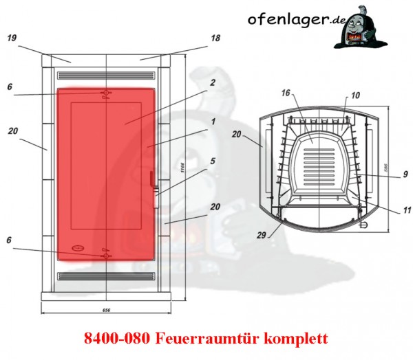 8400-080 Feuerraumtür komplett