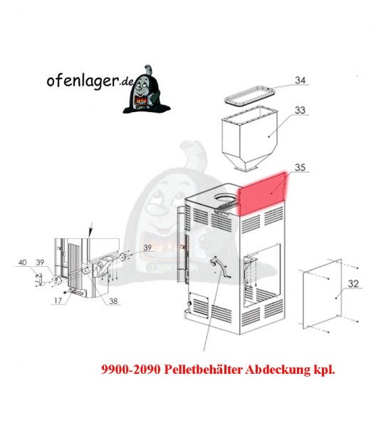 9900-2090 Pelletbehälter Abdeckung komplett