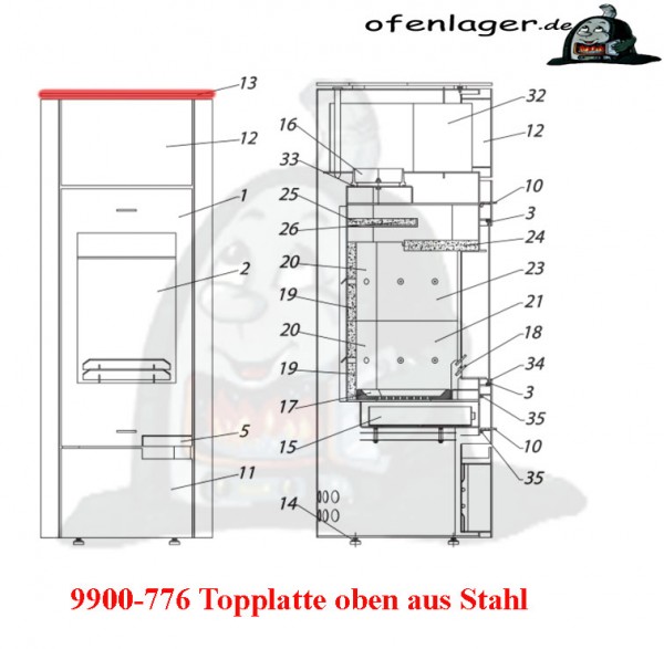 9900-776 Topplatte oben Stahl