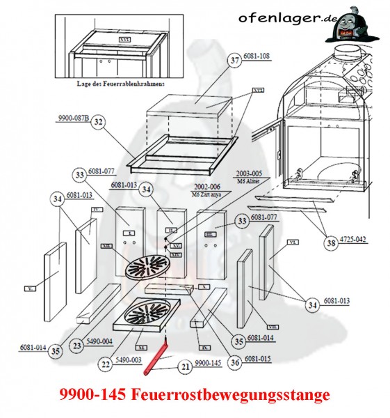 9900-145 Feuerrostbewegungsstange