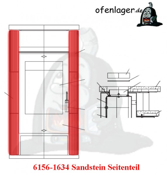 6156-1634 Sandstein Seitenteil / 1 Stück