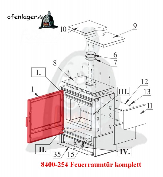 8400-254 Feuerraumtür komplett