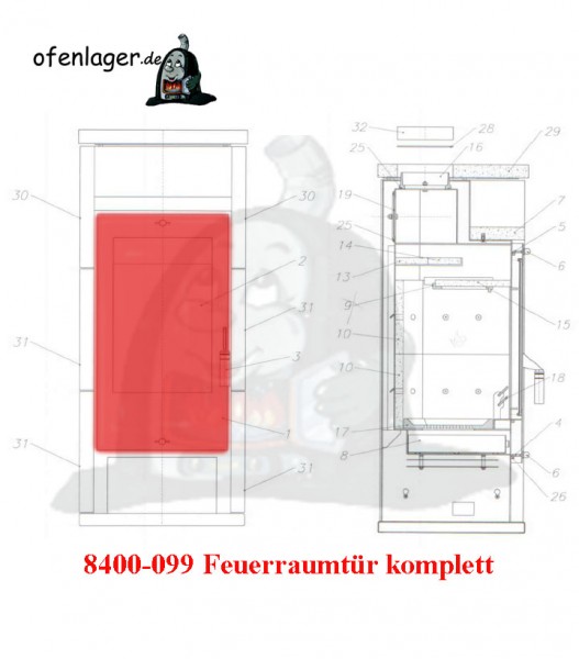 8400-099 Feuerraumtür komplett