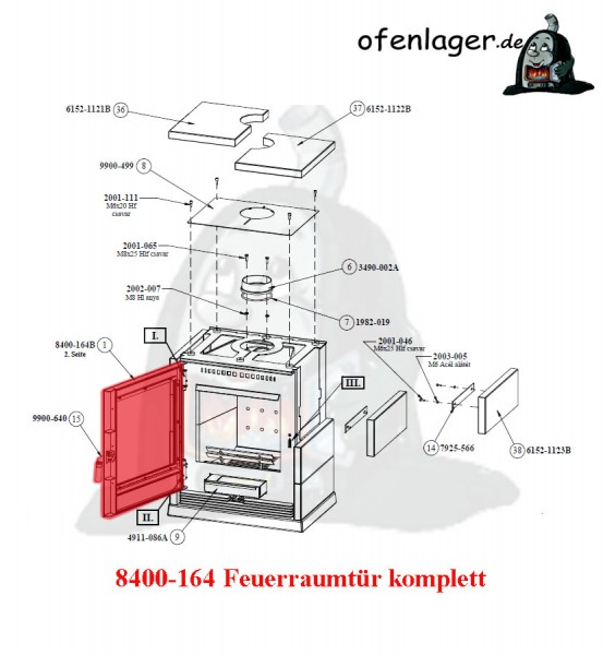 8400-164 Feuerraumtür komplett