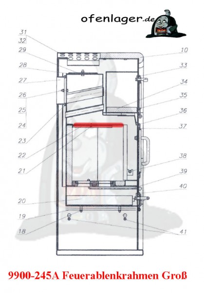 9900-245A Feuerablenkrahmen Groß(Ersatz3711-005)