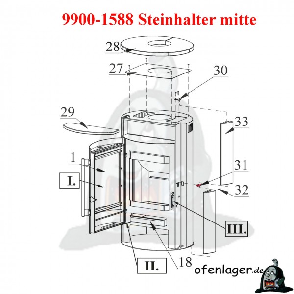 9900-1588 Steinhalter mitte kpl