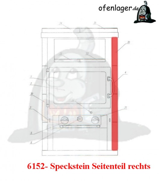 6152- Speckstein rechts / 1 Stück