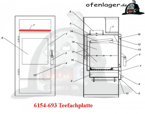 6154-693 Teefachplatte / 1 Stück