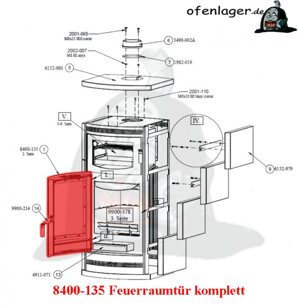 8400-135 Feuerraumtür komplett