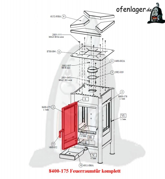 8400-175 Feuerraumtür komplett