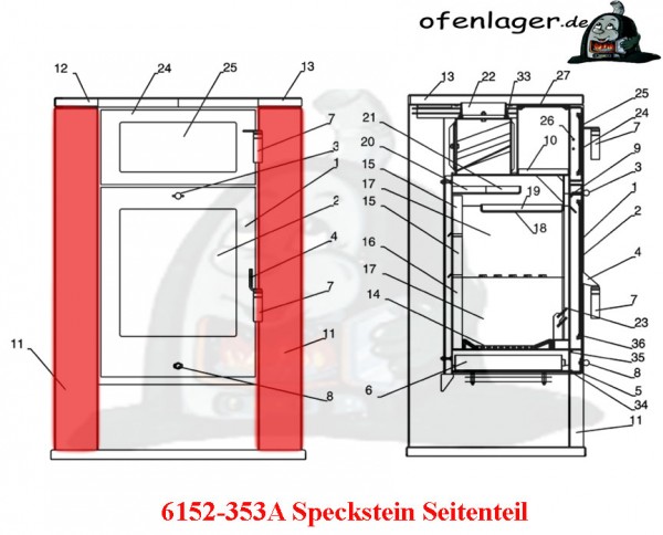 6152-353A Speckstein / 1 Stück