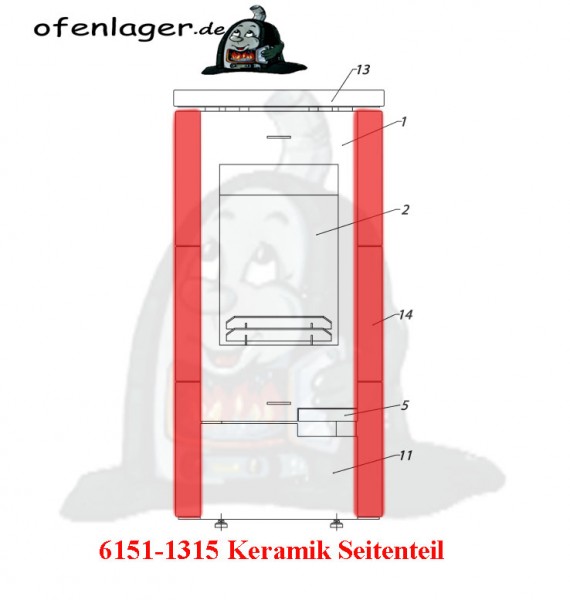 6151-1315 Keramik/Seitenteil / 1 Stück