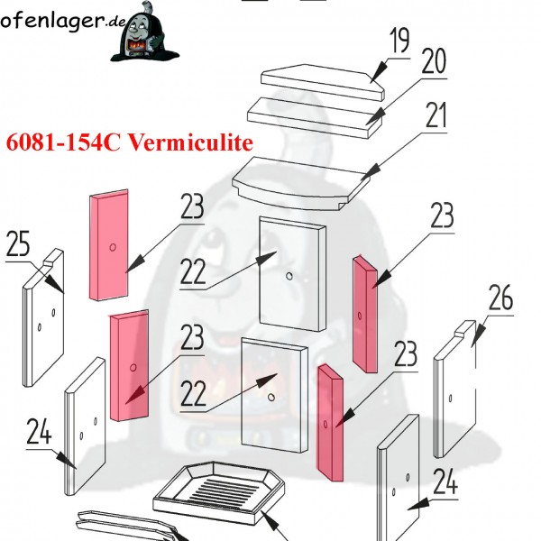 6081-154C Vermiculite Brennraum / 1 Stück