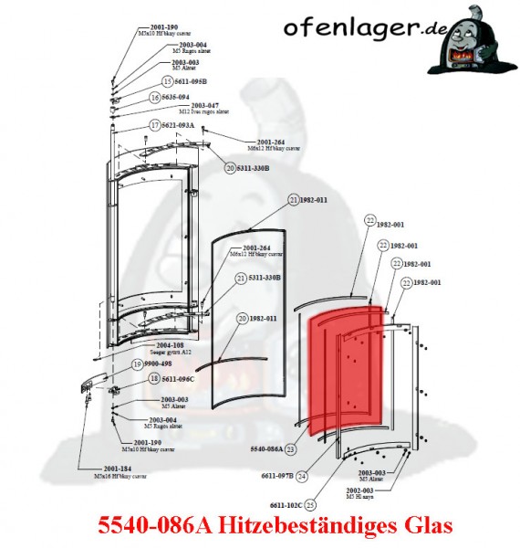 5540-086A Hitzebeständiges Glas