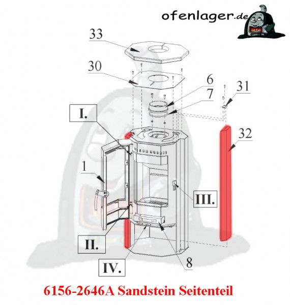 6156-2646A Sandstein / 1 Stück