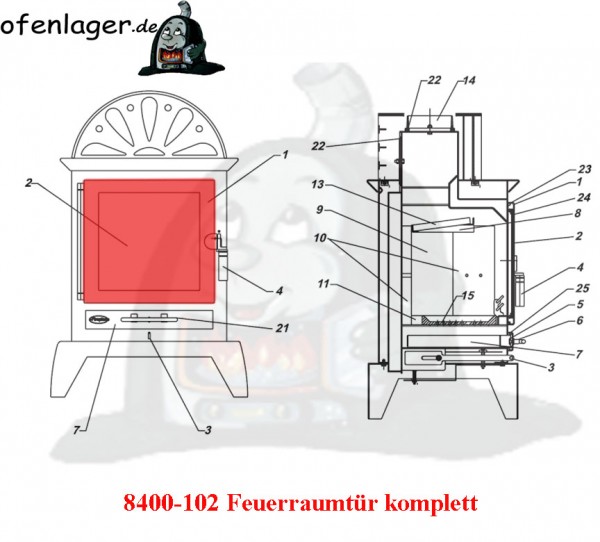 8400-102 Feuerraumtür komplett