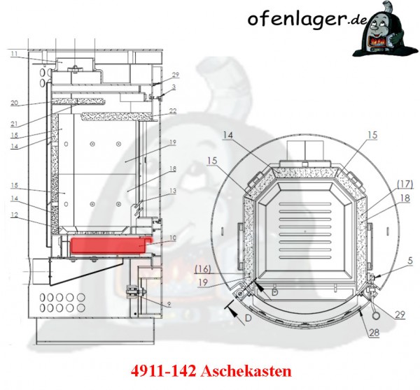 4911-142 Aschekasten