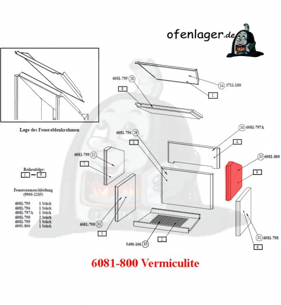 6081-800 Vermiculite Brennraum