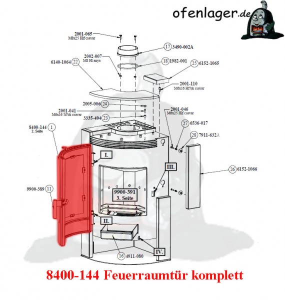 8400-144 Feuerraumtür komplett