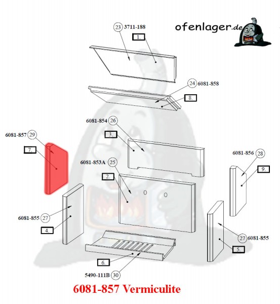 6081-857 Vermiculite Brennraum