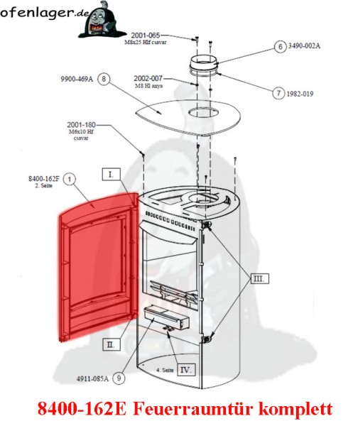 8400-162E Feuerraumtür komplett