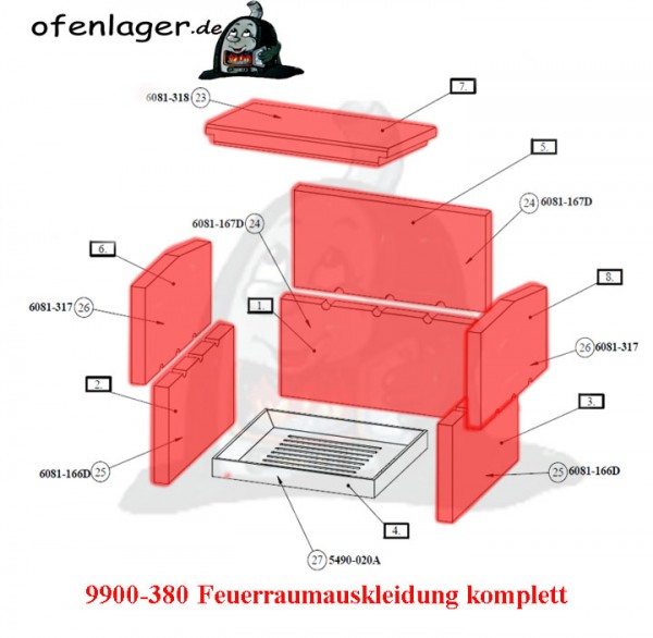 9900-380 Feuerraumauskleidung komplett