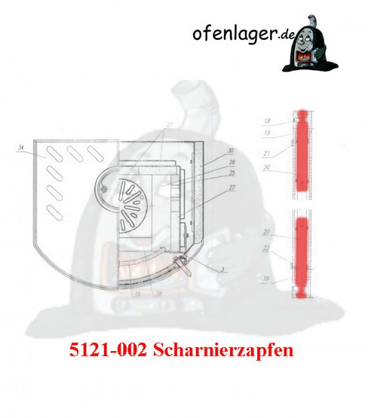 5121-002 Scharnierzapfen / 1 Stück