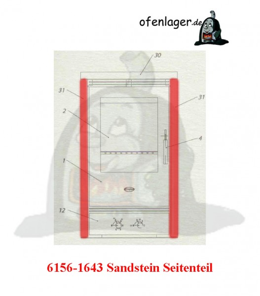 6156-1643 Sandstein Seitenteil / 1 Stück