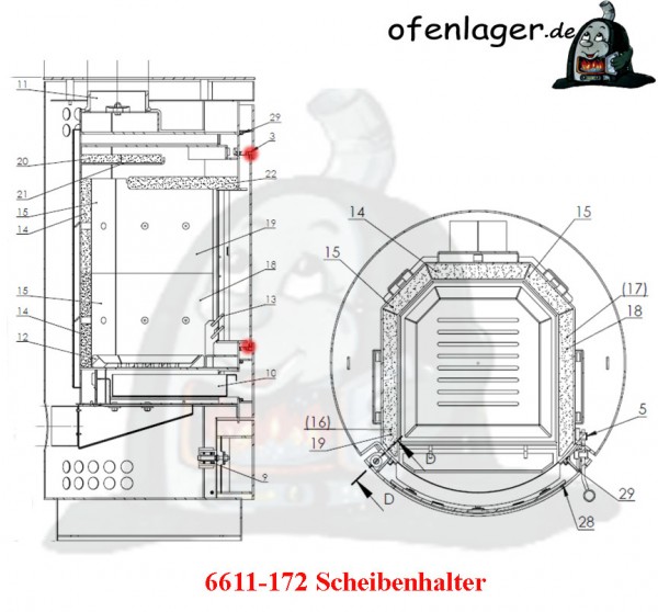 6611-172 Scheibenhalter 4 Stück