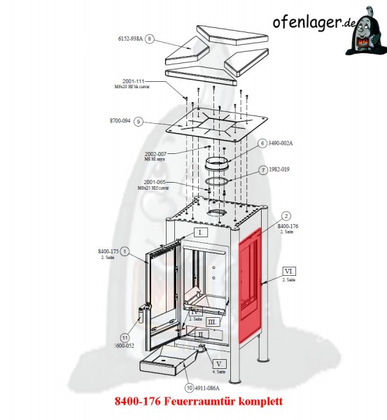 8400-176 Feuerraumtür komplett