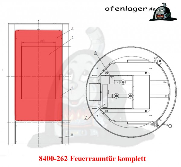 8400-262 Feuerraumtür komplett