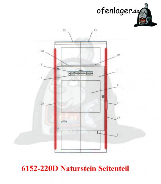 6152-220D Naturstein/Seitenteil / 1 Stück