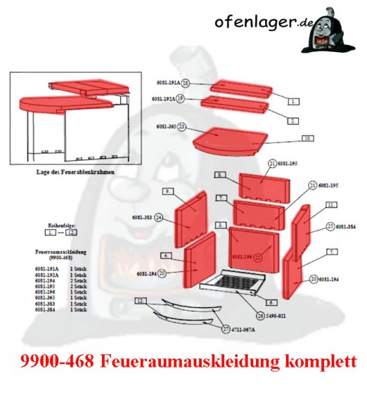 9900-468 Feuerraumauskleidung