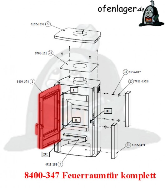 8400-347 Feuerraumtür komplett