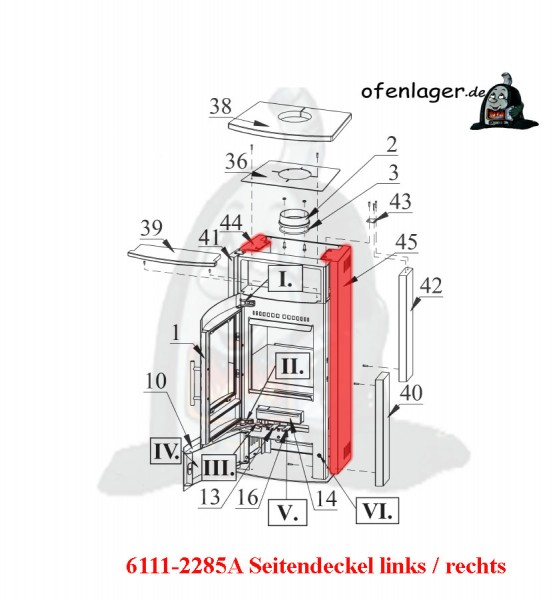 6111-2285A Seitendeckel links oder rechts / 1 Stück