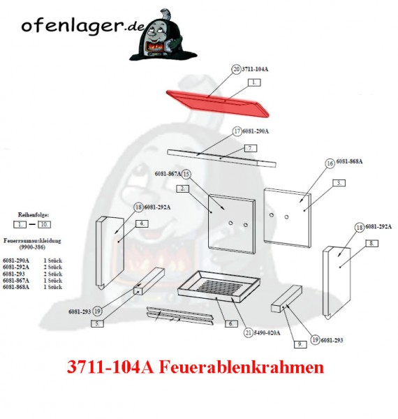 3711-104A Feuerablenkrahmen