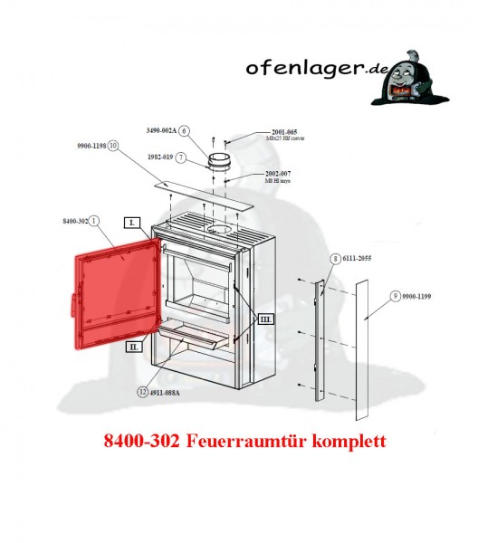 8400-302 Feuerraumtür komplett