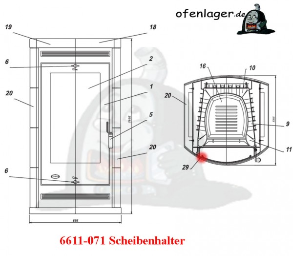 6611-071 Scheibenhalter 4 Stück