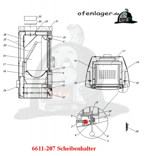 6611-207 Scheibenhalter 4 Stück