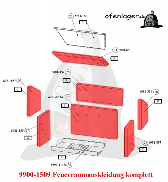 9900-1509 Feuerraumauskleidung komplett